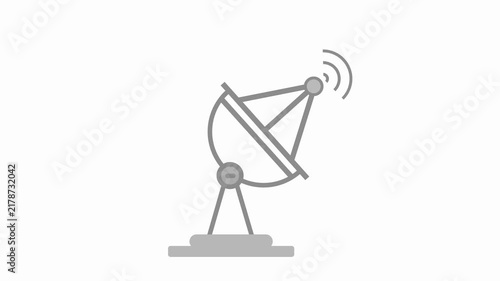 Satellite dish antenna transmitting signal minimal flat style animation
