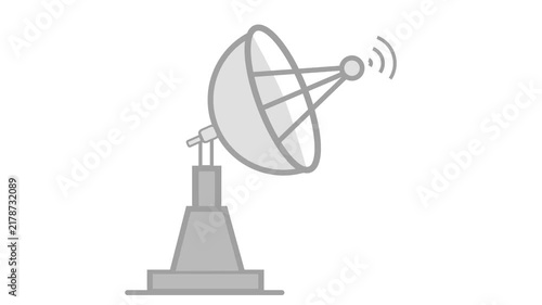 Satellite Dish Antenna Icon Sending Wireless Signal Animation