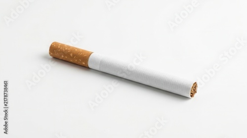 Single Cigarette Isolated On White Background Stock Photo