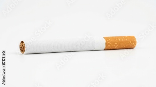 Single Cigarette On White Background