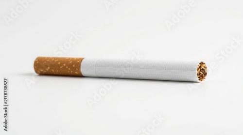 Single Unlit Cigarette Isolated On White Background Advertising Material