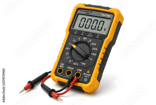 Plakat w ramie Handheld digital multimeter with rugged rubberized case