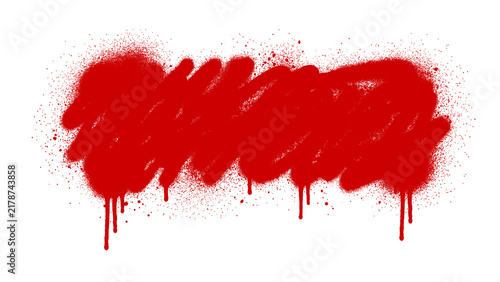 Red Graffiti Spray Paint Scribble Banner with Dripping Street Art Texture and Urban Grunge Effect isolated on transparent background