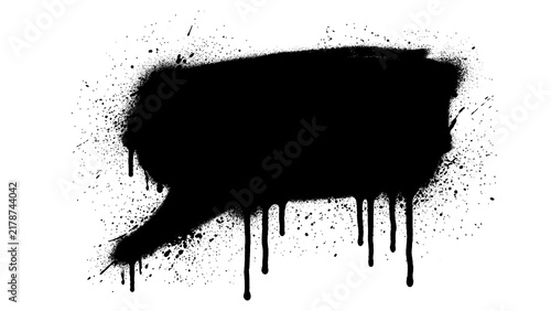 Black Graffiti Speech Bubble Spray Paint Frame with Dripping Street Art Outline isolated on transparent background