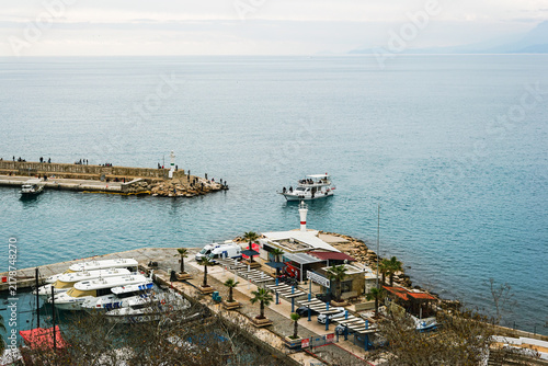 Obraz na płótnie fishing boats in the port of antalya turkey