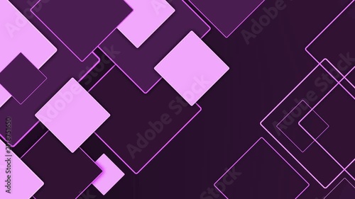 Abstract geometric background with overlapping squares on a dark gradient animation