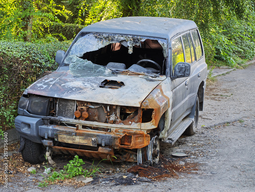 Intentionally burned car