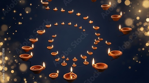 Abstract blurred lights in a dark atmospheric circular composition