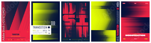 Bild auf Leinwand Abstract geometric vector swiss art bundle with sharp kinetic shift grid and bru