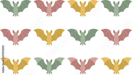 Cute Cartoon Flying Bat Vector Illustration Collection Set with Pastel Kawaii Animals for Spooky Halloween Nursery Decor and Seamless Pattern Wallpapers Graphic Designs