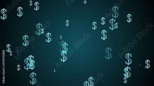 Floating dollar signs representing money finance savings and wealth animation