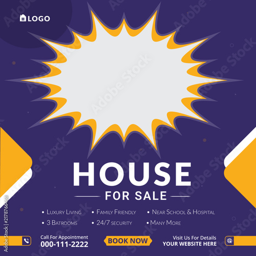 Professional Real Estate Agent Business Social Media Post Template for a house sale