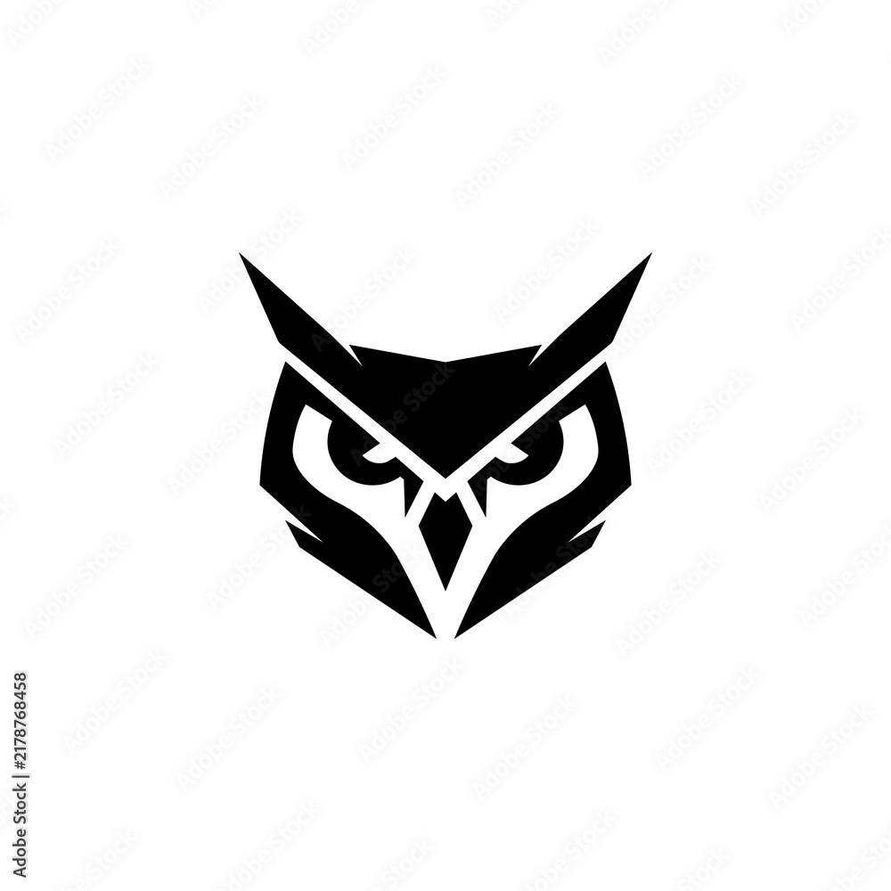 Obraz premium Geometric Angry Owl Head Logo Vector Illustration