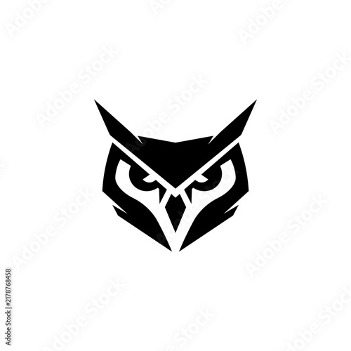 Geometric Angry Owl Head Logo Vector Illustration