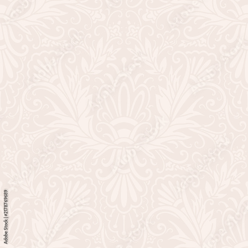 Damask style, paisley floral pattern, abstraction, swirl flowers, beige colors. Seamless floral pattern-1123.