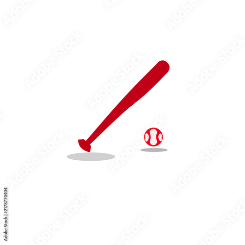 Red Hockey Stick and Ball Minimal Illustration