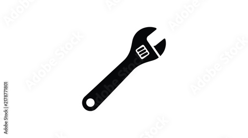 Black wrench silhouette on a white background a tool for mechanical repairs