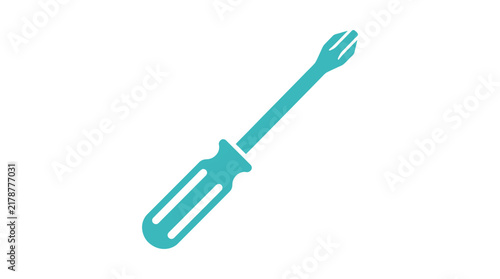 Turntable screwdriver with three prongs teal flat vector illustration