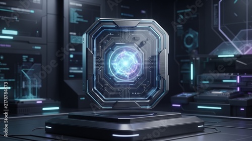 Premium Futuristic Technology Core In Dark Studio