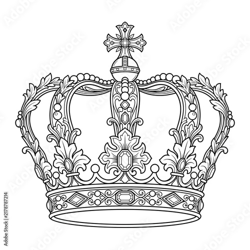 Фотография Ornate Royal Crown Line Art Illustration