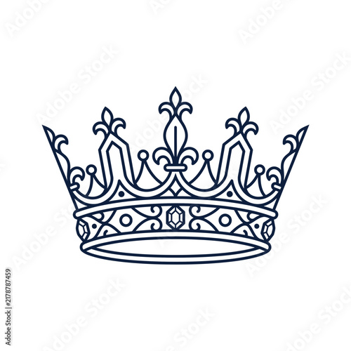 Canvas Print Minimalist Royal Crown Vector Line Art Illustration