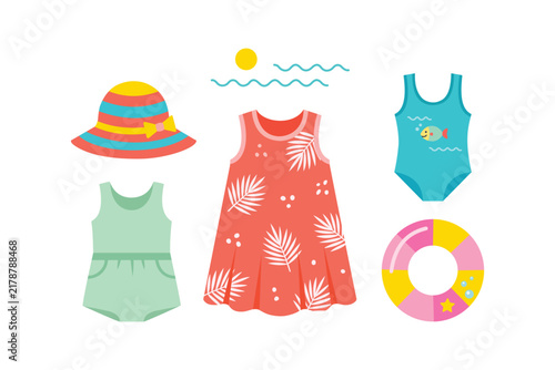 Colorful Summer Beach Clothing And Accessories Set