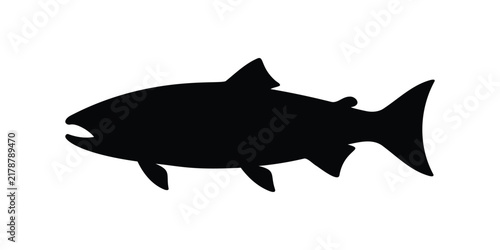 Salmon fish silhouette vector flat illustration design.