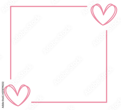 Square Heart Frame | Cute Line Art Border | Decorative Vector Art