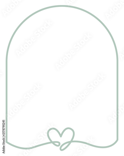 Arched Heart Frame | Cute Line Art Border | Decorative Vector Art