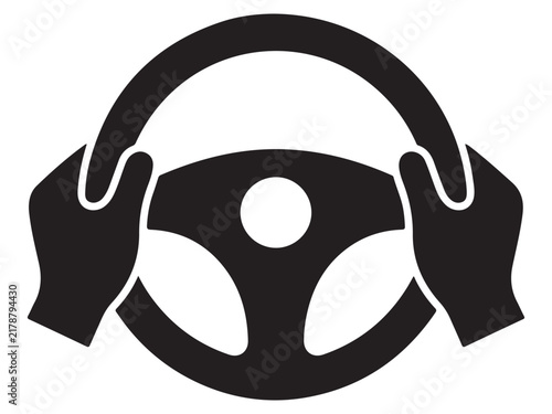 Hands on Steering Wheel Icon Driving Vehicle Control