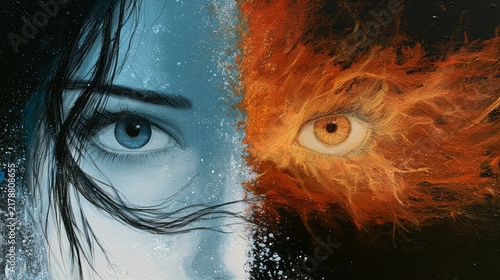 Exploring the dualities of life through fire and ice, peace and war, joy and sorrow in a unique artwork