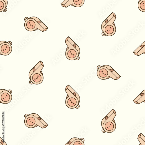 Cute Cartoon Whistle Characters Seamless Pattern on Light Background