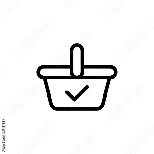 Shopping basket icon with a check mark