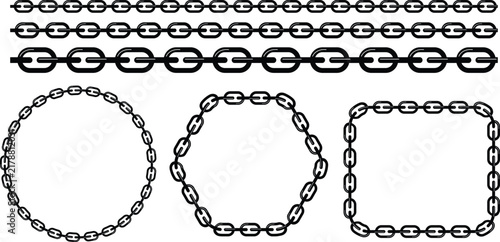 Set of vector chains in different shapes and styles