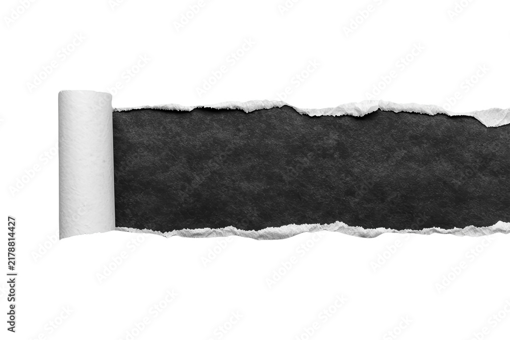Obraz premium Long Rolled Black Torn Paper Strip