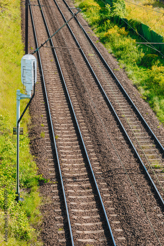 Electrified Railway Tracks with Signal and Overhead Power Lines