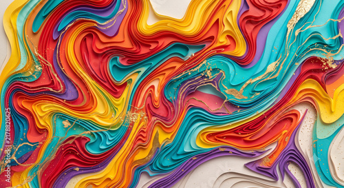 Layered Colorful Paper Curves Abstract Background