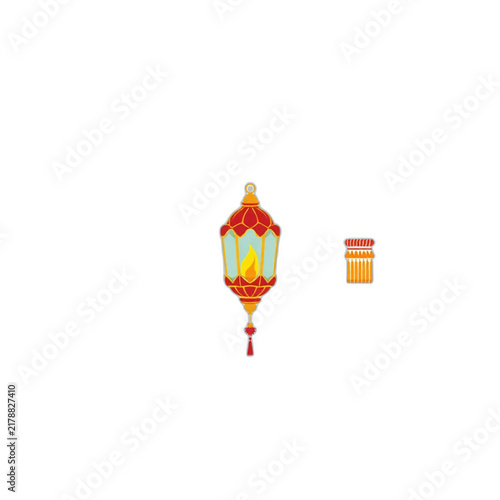 Diwali lantern icon in gold and red for traditional decor, isolated vector, clean edges, no shadows, transparent background