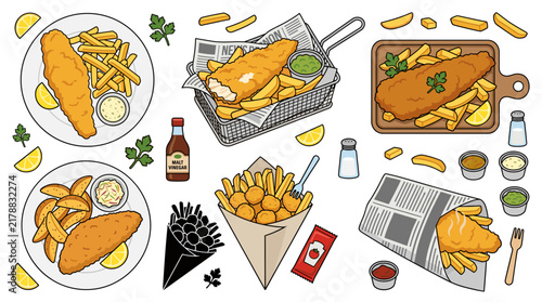 Fotografía Professional vector collection featuring different styles of traditional Fish an
