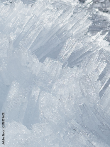 Canvastavla Abstract winter background with sharp frozen ice crystals and shards