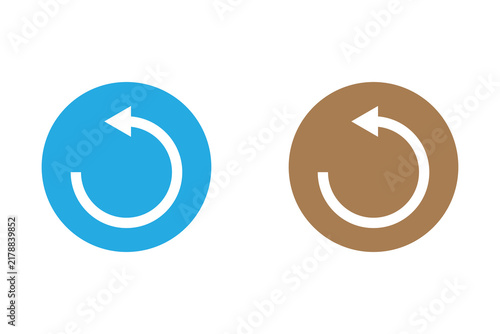 Canvastavla Blue and brown circle icons with white curved arrows for refresh or reload actio