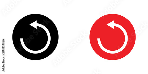 Foto Red and black circular arrow icons for reset refresh or undo action buttons