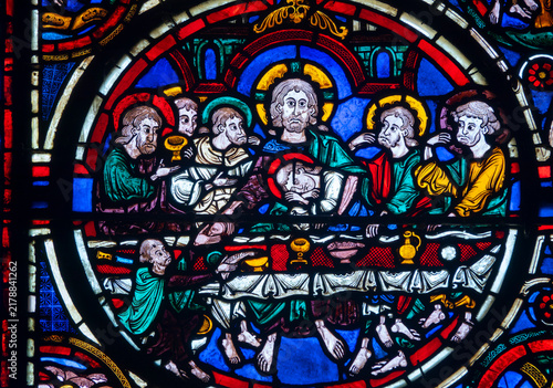 Bild auf Leinwand Stained Glass Window Depicting the Last Supper.