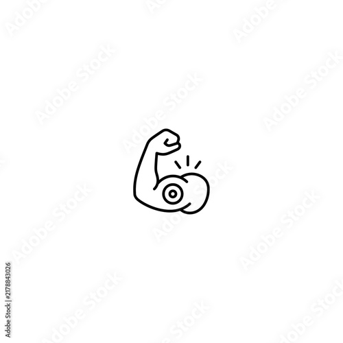 Konstfotografi Minimalist line art icon of a flexed bicep muscle showing strength and power wit