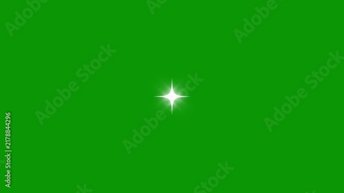 Sparkling white cartoon doodle star blinking graphics, flat vector glowing light, fast glitter twinkle movement, night sky festive overlay, green screen background video background in 4k video