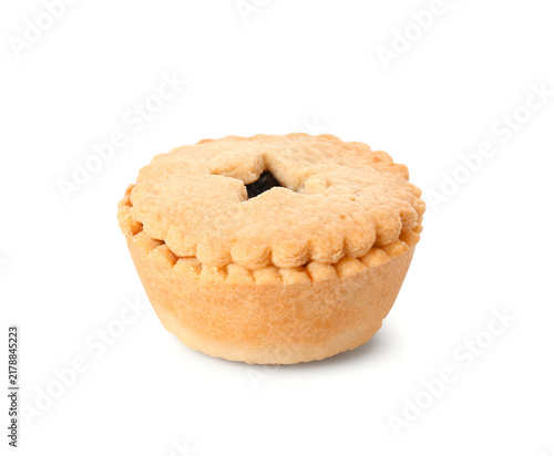 Konstfotografi Tasty Christmas mince pie isolated on white background