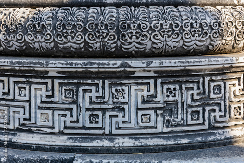 Konstfotografi Intricate Greek geometric and floral marble frieze with classic patterns