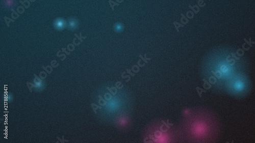 Dark teal background, with soft glowing, blue and pink, circular bokeh light, spots and grainy, texture for digital projects