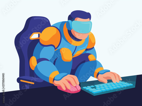 Person using laptop with virtual assistant interface