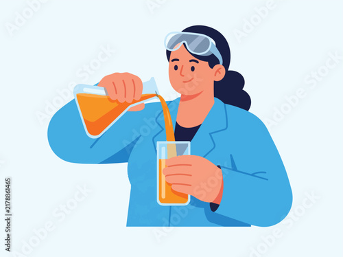 Scientist pouring liquid into beaker